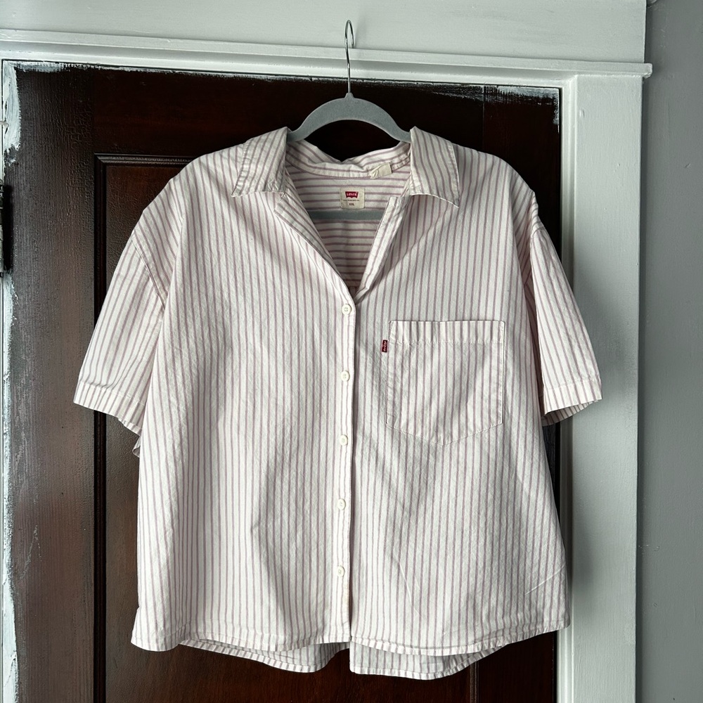 Levi's White and Lavender Striped Shirt